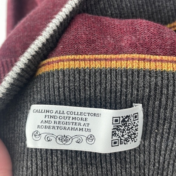 Robert Graham v neck sweater burgandy 100% cotton business casual career event - Picture 7 of 13